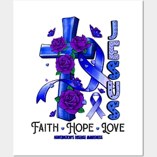 Huntington's Disease Awareness - Jesus Cross ribbon Faith Posters and Art